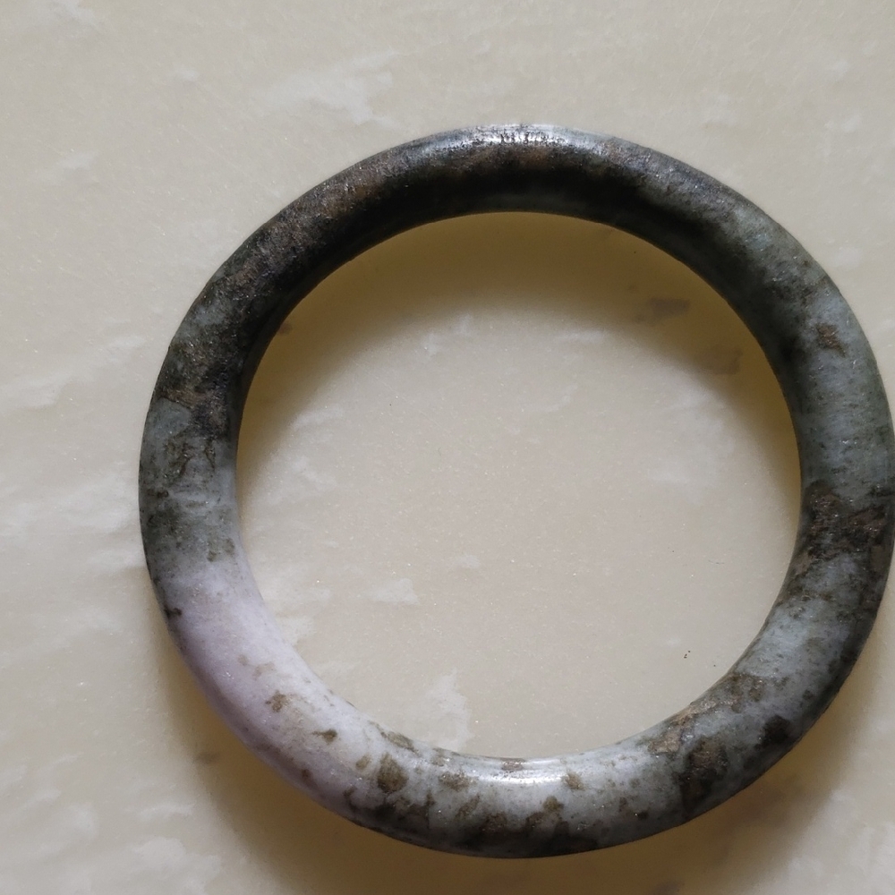 Elegant Multicolor Dark and Green Grey Jade Jadeite Bangle 57.5mm